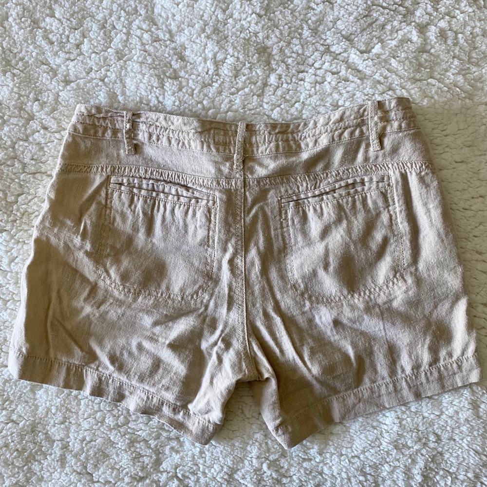 Linen Blend Tan Shorts - Picture 2 of 3